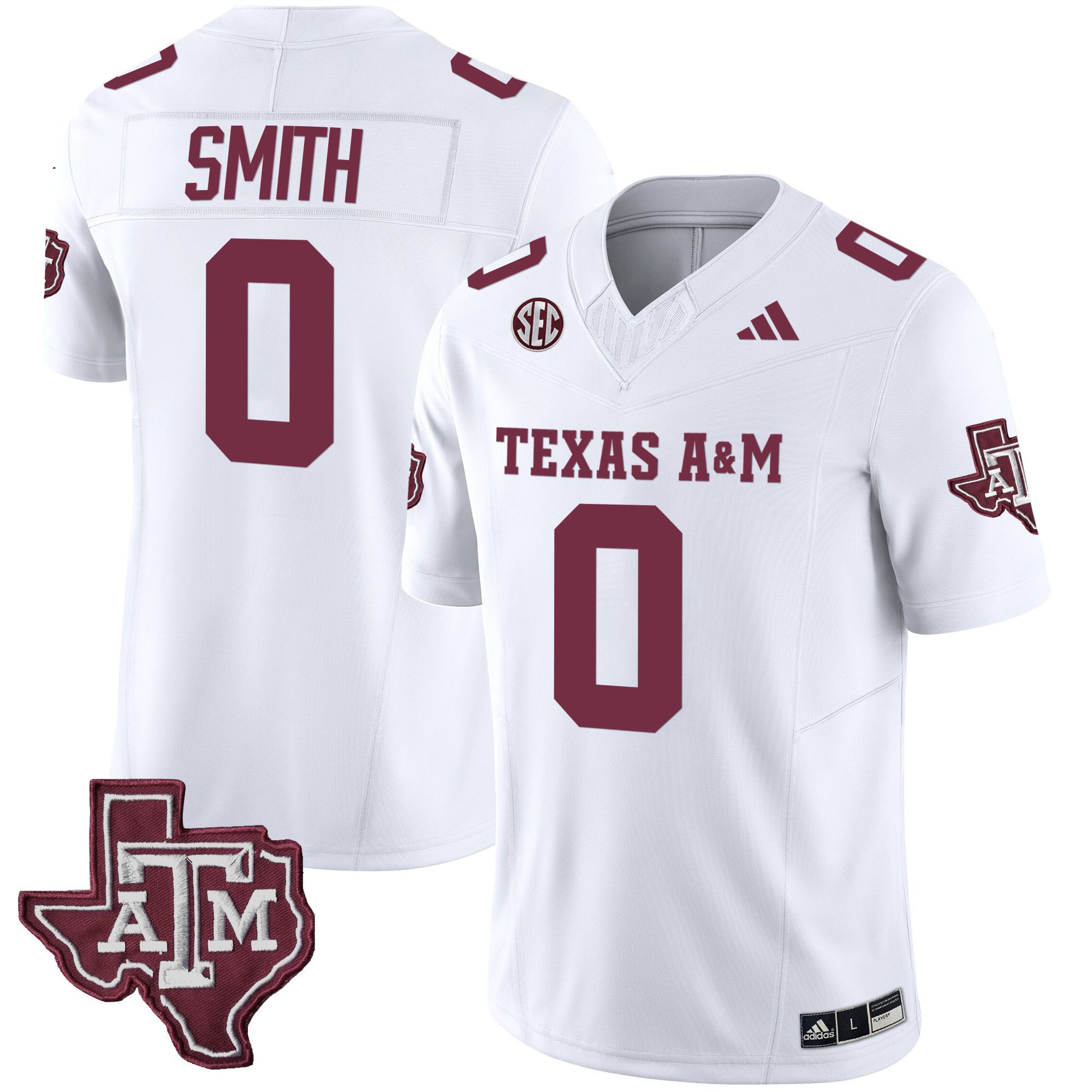 Men Texas A&M Aggies 0 Smith White 2024 Vapor Limited NCAA Jersey